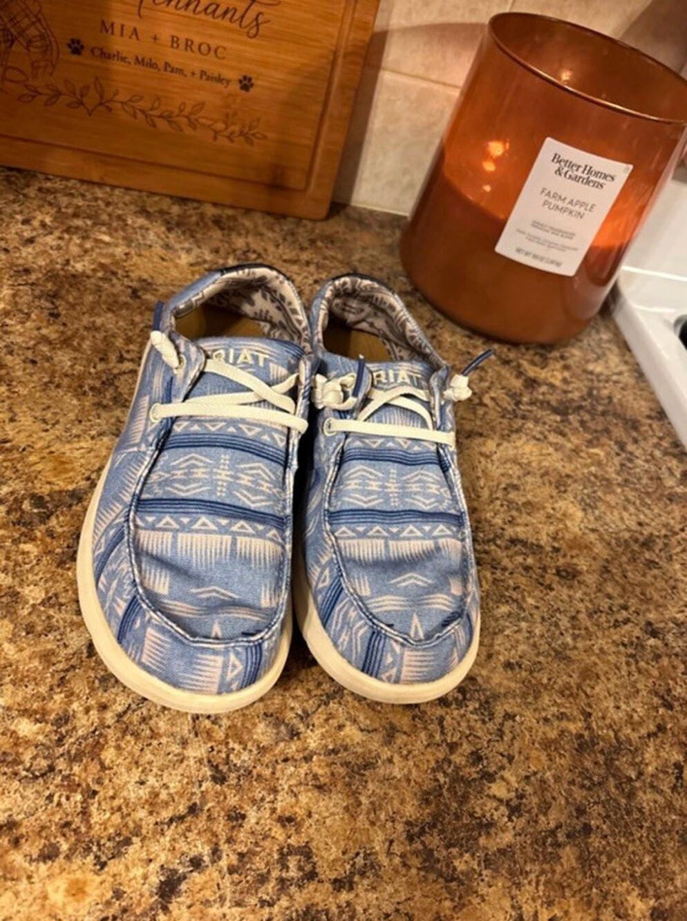 Ariat Canvas Geometric Lace-Up Sneaker Blue/White Unisex Adults US 8